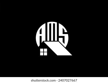 Real Estate Letter AMS Monogram Vector Logo.Home Or Building Shape AMS Logo.