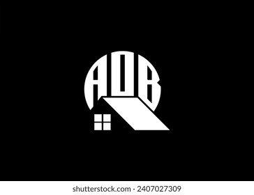 Real Estate Letter AOB Monogram Vector Logo.Home Or Building Shape AOB Logo