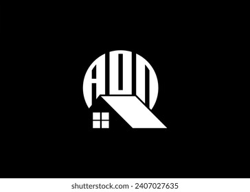 Real Estate Letter AON Monogram Vector Logo.Home Or Building Shape AON Logo.