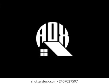 Real Estate Letter AOX Monogram Vector Logo.Home Or Building Shape AOX Logo