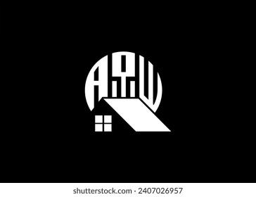 Real Estate Letter AQW Monogram Vector Logo.Home Or Building Shape AQW Logo