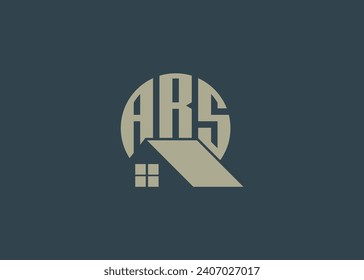 Logotipo del vector monograma ARS de la letra inmobiliaria.Logotipo ARS de forma de construcción o de casa