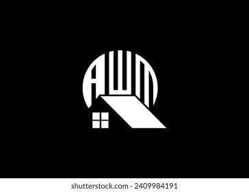 Real Estate Letter AWM Monogram Vector Logo.Home Or Building Shape AWM Logo.