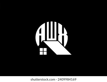 Real Estate Letter AWX Monogram Vector Logo.Home Or Building Shape AWX Logo.