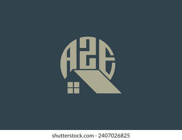 Real Estate Letter AZE Monogram Vector Logo.Home Or Building Shape AZE Logo.