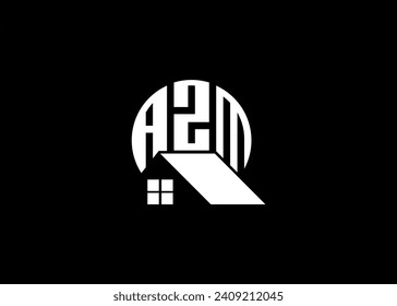 Real Estate Letter AZM Monogram Vector Logo.Home Or Building Shape AZM Logo