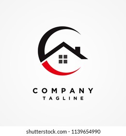 Real estate Letter C logo, Home C logo Design vector