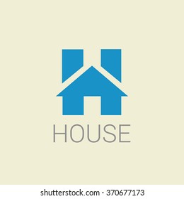 Real estate letter H logo in a house home shape icon design template element