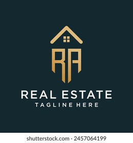 Real estate letter logo RA unique concept Premium Vector