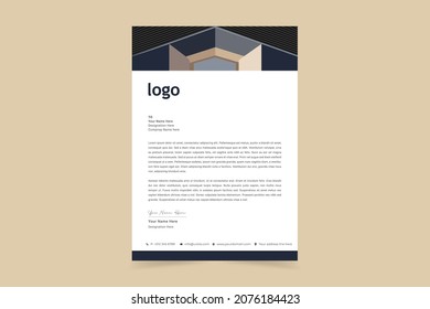Real Estate Letterhead Design. Creative And Clean Business Style Print-ready Letterhead Design For Your Corporate Building And Real Estate Project. Vector Illustration