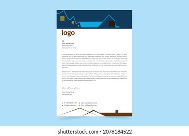 Real Estate Letterhead Design. Creative And Clean Business Style Print-ready Letterhead Template For Your Architecture And Real Estate Company. Vector Illustration