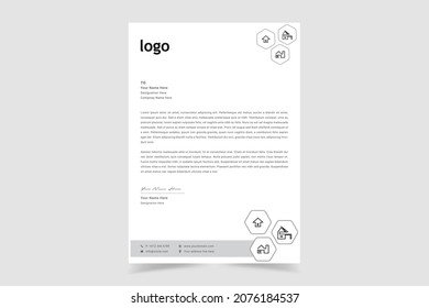 Real Estate Letterhead Design. Creative And Clean Business Style Print-ready Letterhead Template For Your Architecture And Real Estate Company. Vector Illustration