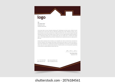Real Estate Letterhead Design. Creative And Clean Business Style Print-ready Letterhead Template For Your Architecture And Real Estate Company. Vector Illustration