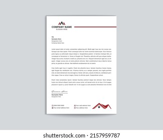 Real Estate Letterhead Design template. Multipurpose Professional  modern letterhead design with Yellow, Blue, Green, Red and Black business style print ready for your corporate Company. Stationery