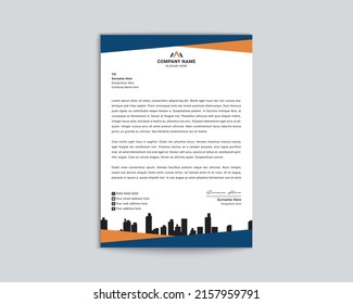 Real Estate Letterhead Design template. Multipurpose Professional  modern letterhead design with Yellow, Blue, Green, Red and Black business style print ready for your corporate Company. Stationery