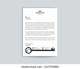 Real Estate Letterhead Design template. Multipurpose Professional  modern letterhead design with Yellow, Blue, Green, Red and Black business style print ready for your corporate Company. Stationery