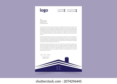 Plantilla de membrete inmobiliario. Diseño de membrete con estilo comercial creativo y limpio, listo para imprimir, para su proyecto de construcción corporativa e inmobiliario. Ilustración vectorial