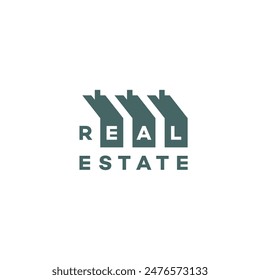 Real estate lettering logo design template. Vector illustration.