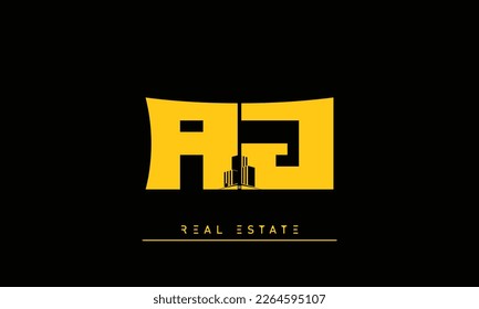Letras inmobiliarias Logo del monograma inicial AJ , JA
