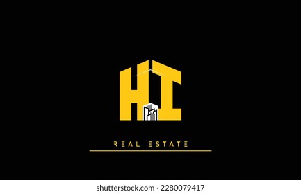 Real Estate letters Initials Monogram logo HI , IH