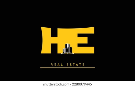 Letras inmobiliarias Logo del Monograma HE , EH