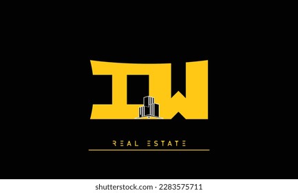Letras inmobiliarias Logotipo de monograma IW , WI