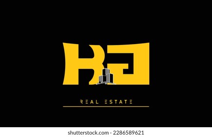Letras inmobiliarias Logo del Monograma inicial KJ , JK