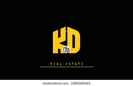 Letras inmobiliarias Logo de Iniciales Monograma KD , DK