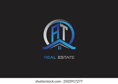 AT real estate letters logo design for construction or house. AT real estate letters logo Vector design
