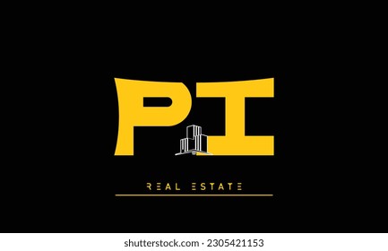 Real Estate letters Modern Creative logo PI , IP