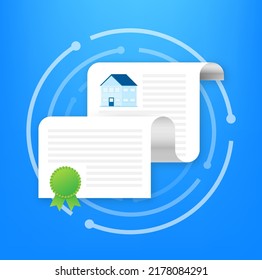 Real Estate license, mortgage, loan concept. Brokerage and intermediary services. Vector stock illustration.