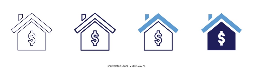 Real estate license requirements icon in 4 different styles. Thin Line, Line, Bold Line, Duotone. Duotone style. Editable stroke.