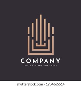 Real estate line art logo template