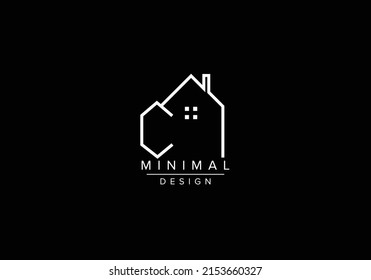 Real estate line art logo with home or house