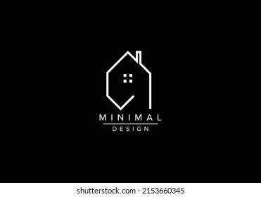 Real estate line art logo with home or house