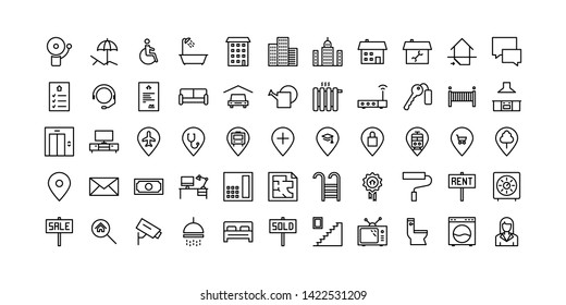 Real Estate Line Icon Set