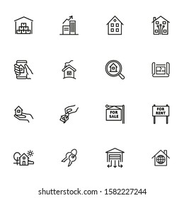 Real estate line icon set. House, home, for sale. Housing concept. Can be used for topics like mortgage, buying, rent