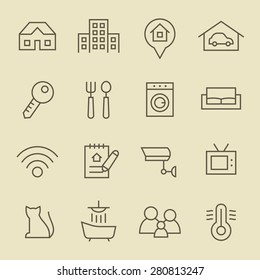 Real Estate line icon set