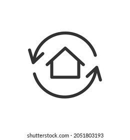 Real estate line icon, sign or symbol. Premium pictogram in trendy outline style. Real estate pixel perfect vector icon isolated on a white background. 