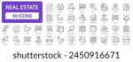 Real estate line icons collection. Buying and selling real estate sign dig set. Simple vector icon.