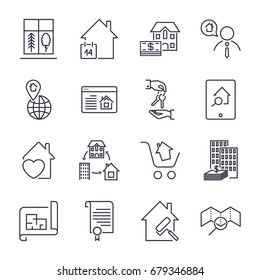 Real Estate Line Icons. Icon Set With Editable Stroke