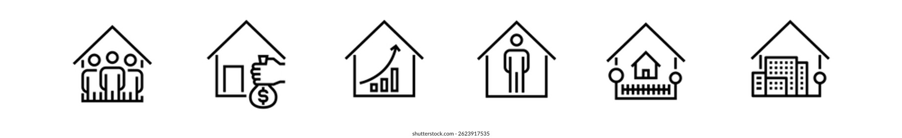 real estate line icons, linear real estate  business symbols, property, house, home, Suburban life, Urban living, outline icon sign symbol pixel perfect design vector illustration  
