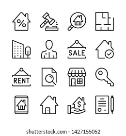 Real Estate Line Icons Set. Modern Graphic Design Concepts, Simple Outline Elements Collection. Vector Line Icons