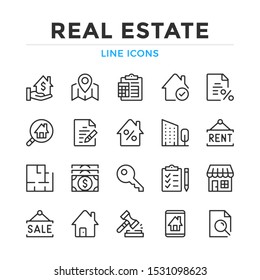Real estate line icons set. Modern outline elements, graphic design concepts, simple symbols collection. Vector line icons