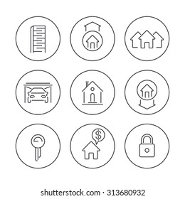 Real estate line icons set, vector, eps10