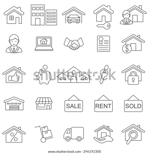 Real Estate Line Icons Setvector Stock Vector (Royalty Free) 296192300