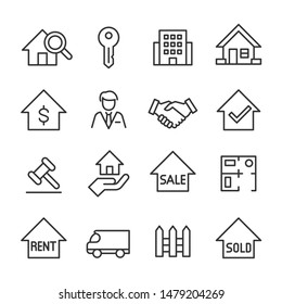 Real Estate - Line Icons - Vector Icons Set