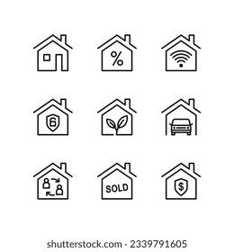real estate line icons vector on white background. icon vector. vector art.