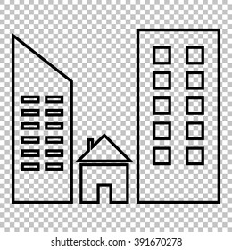Real estate line vector icon on transparent background