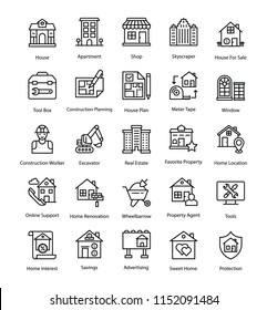 Real Estate Line Vector Icons Set